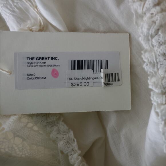 THE GREAT. The Short Nightingale Mini Dress In Cream Size 0 - Picture 10 of 14